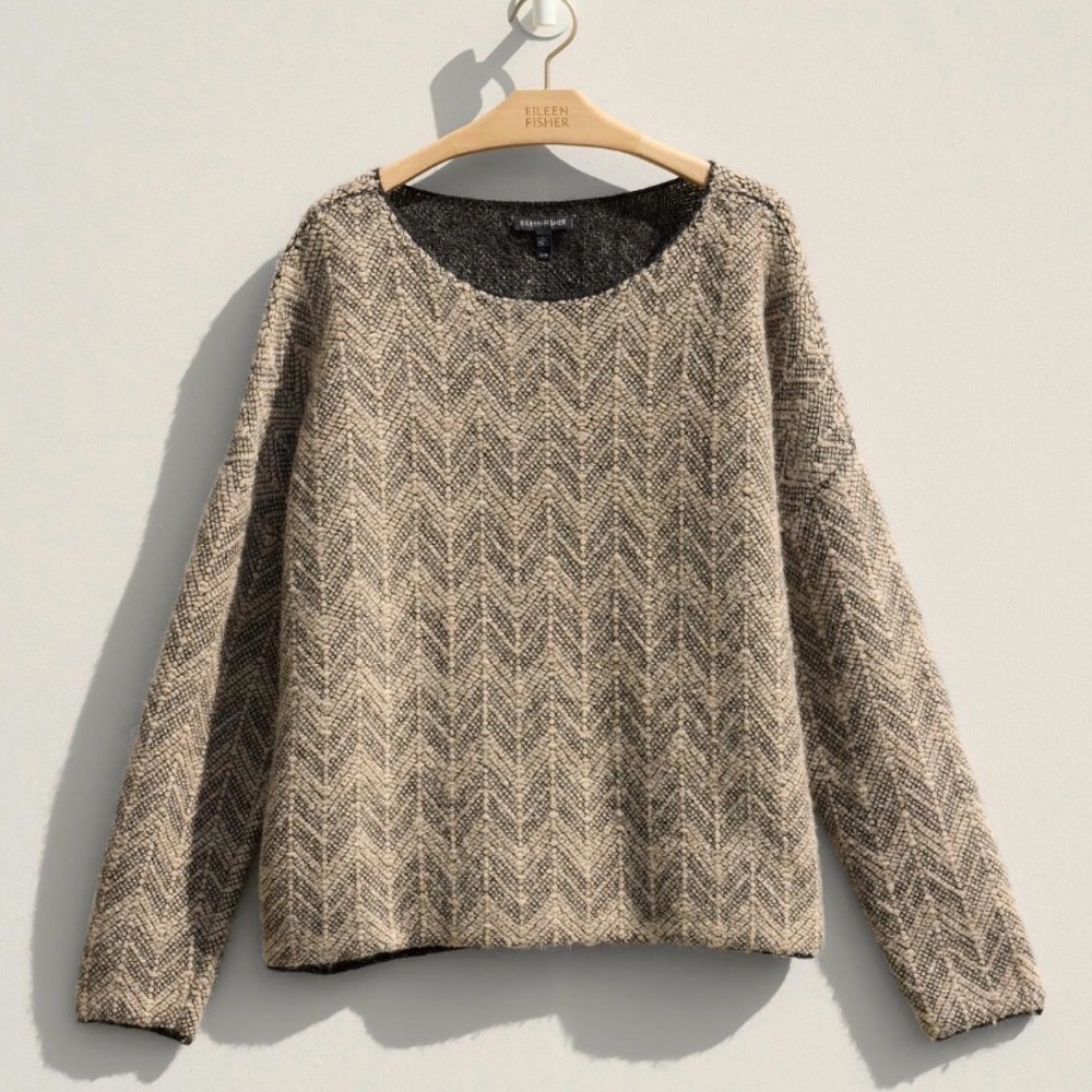 Eileen Fisher Sweater Natural Renew Peruvian Baby Alpaca Knit Size M